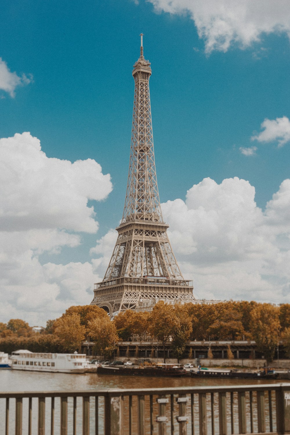 Eiffel Tower beside the Seine in Paris